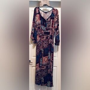 American Eagle Sz L Bohemian Patchwork Maxi Dress